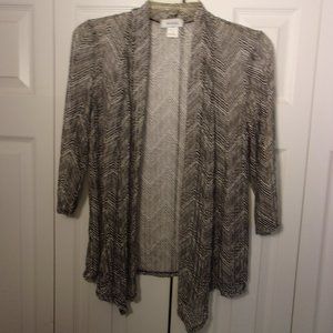Biaggi Sheer Open front Light Summer Cardigan, S,3/4 sleeve, black/light grey